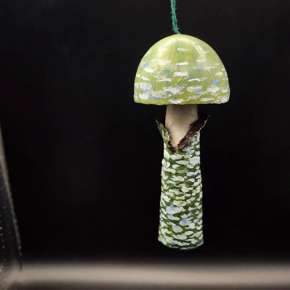 Hand Crafted Green Mushroom Hanging Decor Ornament